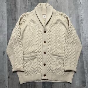 Flint And Tinder Lambswool Cable Knit Cardigan Mens 2XL Shawl Sweater Mens 2XL